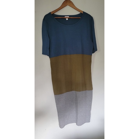 LuLaRoe Dresses & Skirts - LULAROE 2XL XXL plus size JULIA DRESS- teal olive gray‎ Lularoe Maxi dress